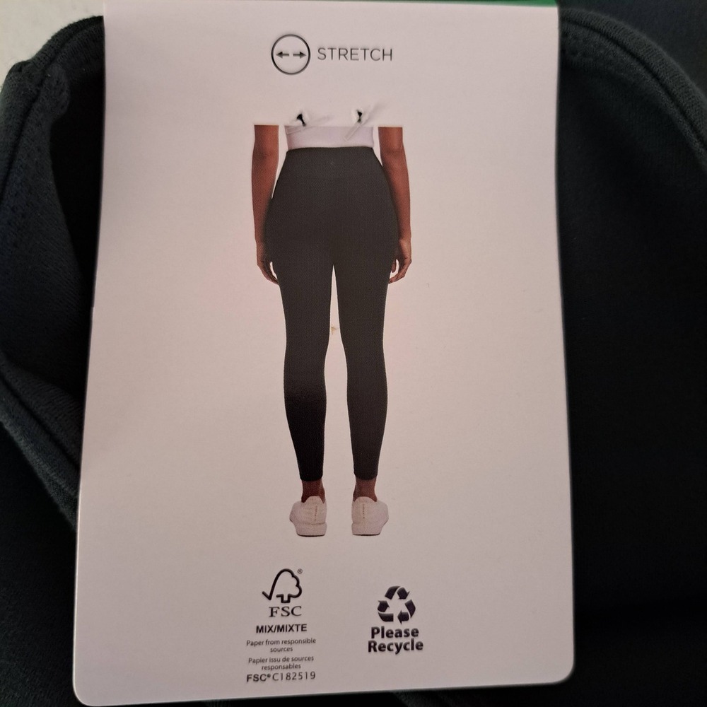 Danskin Satin Stitch Legging Womens‎ S Evergreen NWT High Rise Pocket 846-207-B9 - Picture 2 of 2